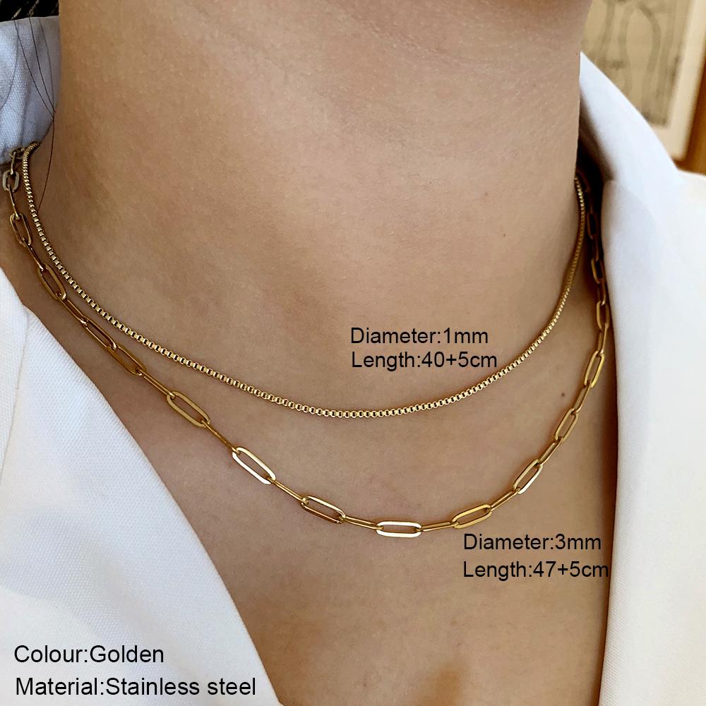 New 2025 Stainless Steel Double Layered Stacking Chain Necklace Women Woman's Choker Jewelry Necklace for Women