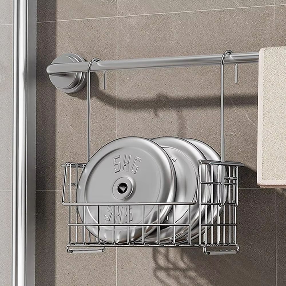 Wall Mounted Shower Caddy No Drilling Storage Shelf Practical Hanging Organizer Cross Bar