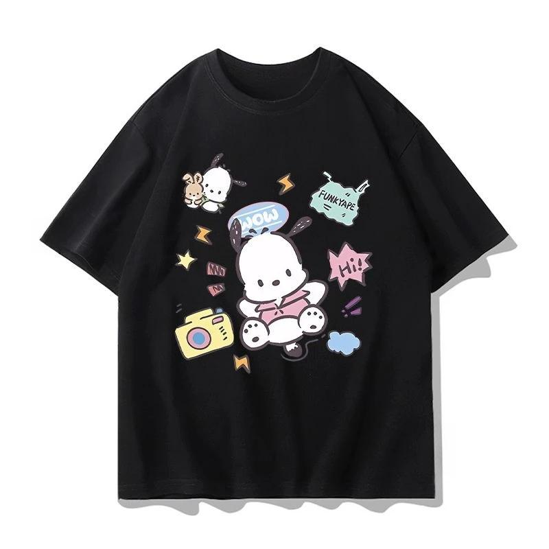 Mini New Pochacco Cartoon Tshirt Summer Sanrio Surround Womens and Unisexs Cotton Tshirt YK Loose Casual Short Sleeve Top