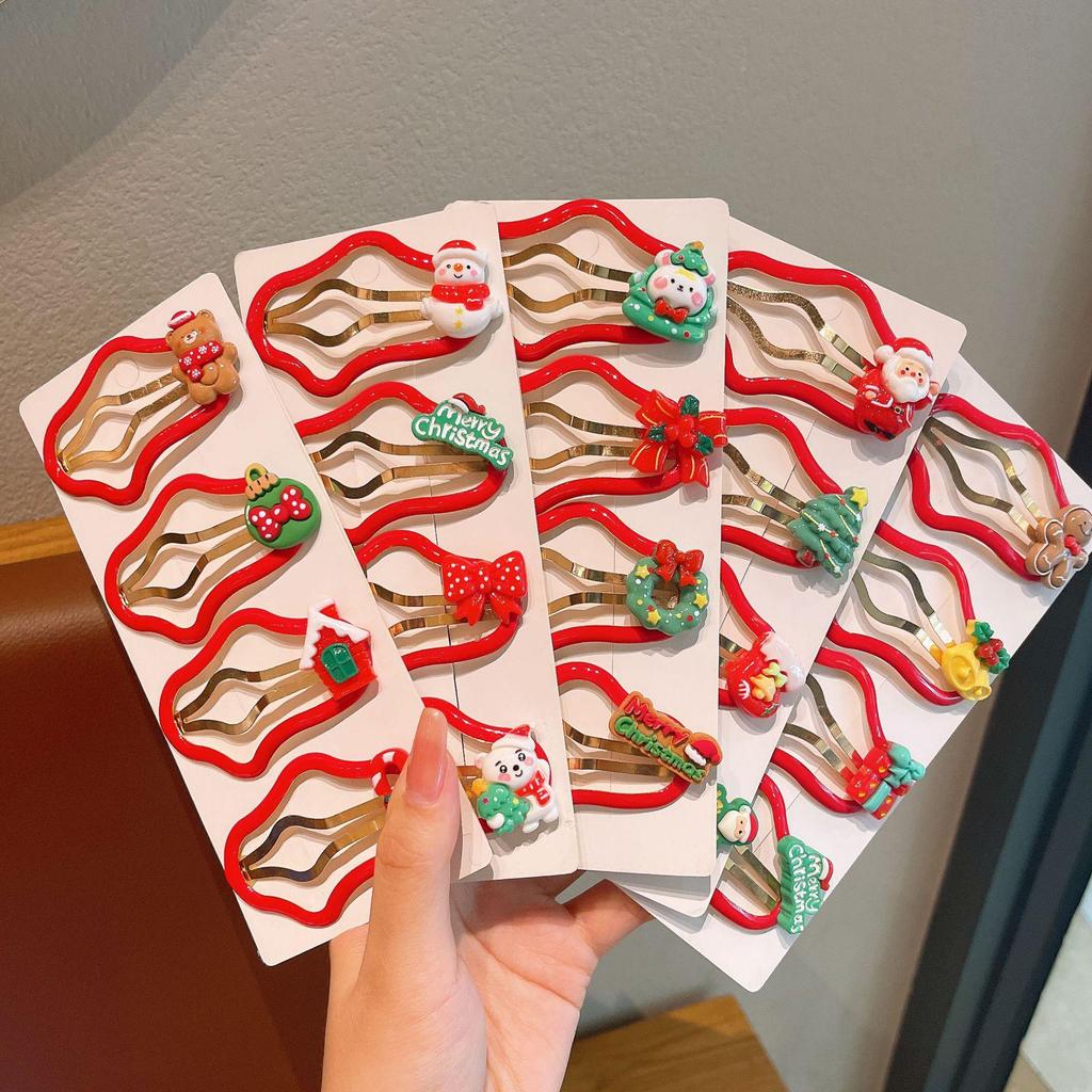 Jul Hårspännen Set: Söta tomte- och molnhårnålar för små flickor