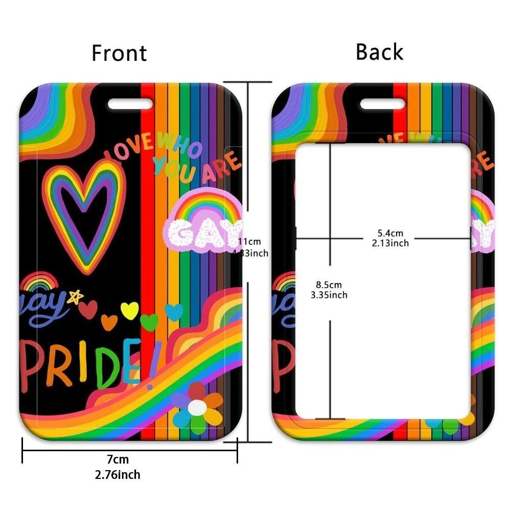 Herzform Aufdruck Regenbogen Lanyard Kartenhalter DIY Vielseitiger Ausweishalter Tragbare ID-Kartenhülle Busticket Halter Tragbar