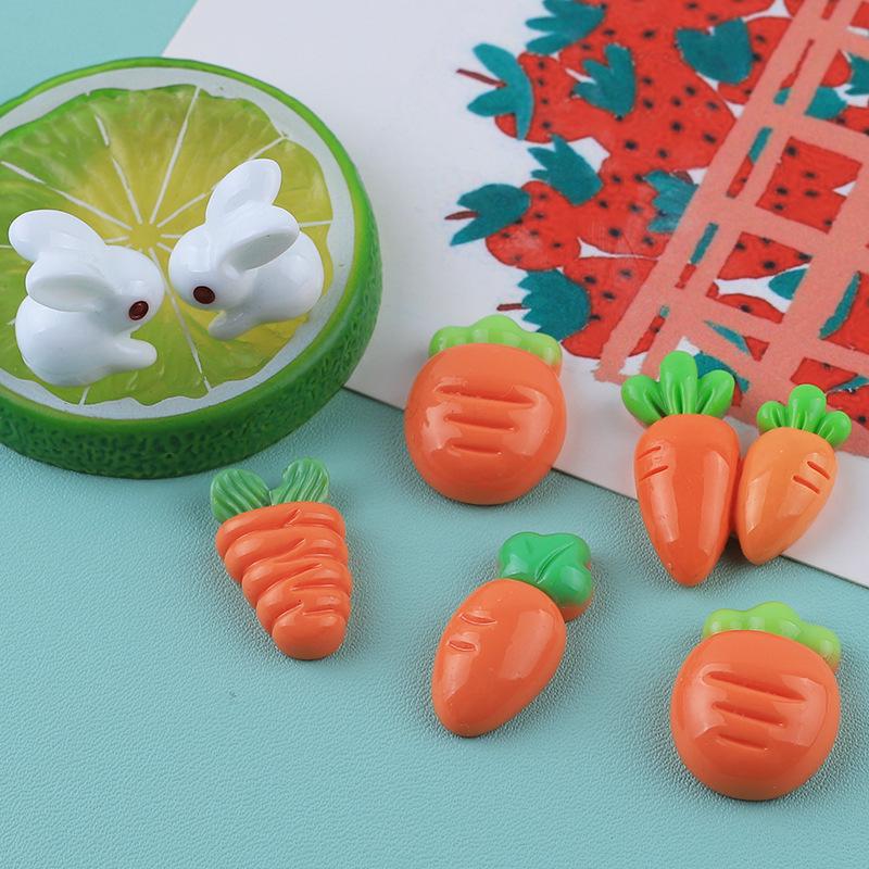 Cute Carrot Rabbit Resin Hair Clips Ornaments DIY Craft Accessories
