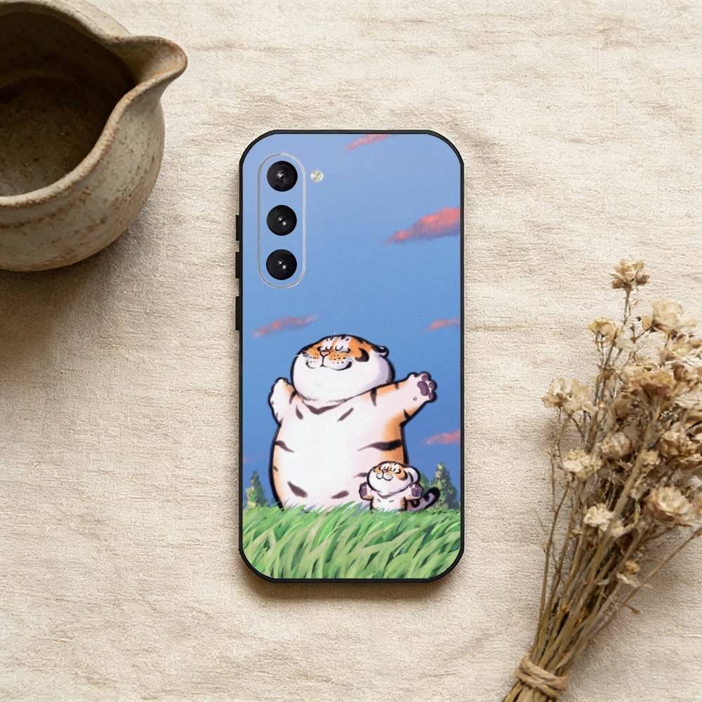 Cute Little Fat Tiger Phone Case For Samsung Galaxy A73,A72,A71,A70,A52,A51 Others Soft Black Cover