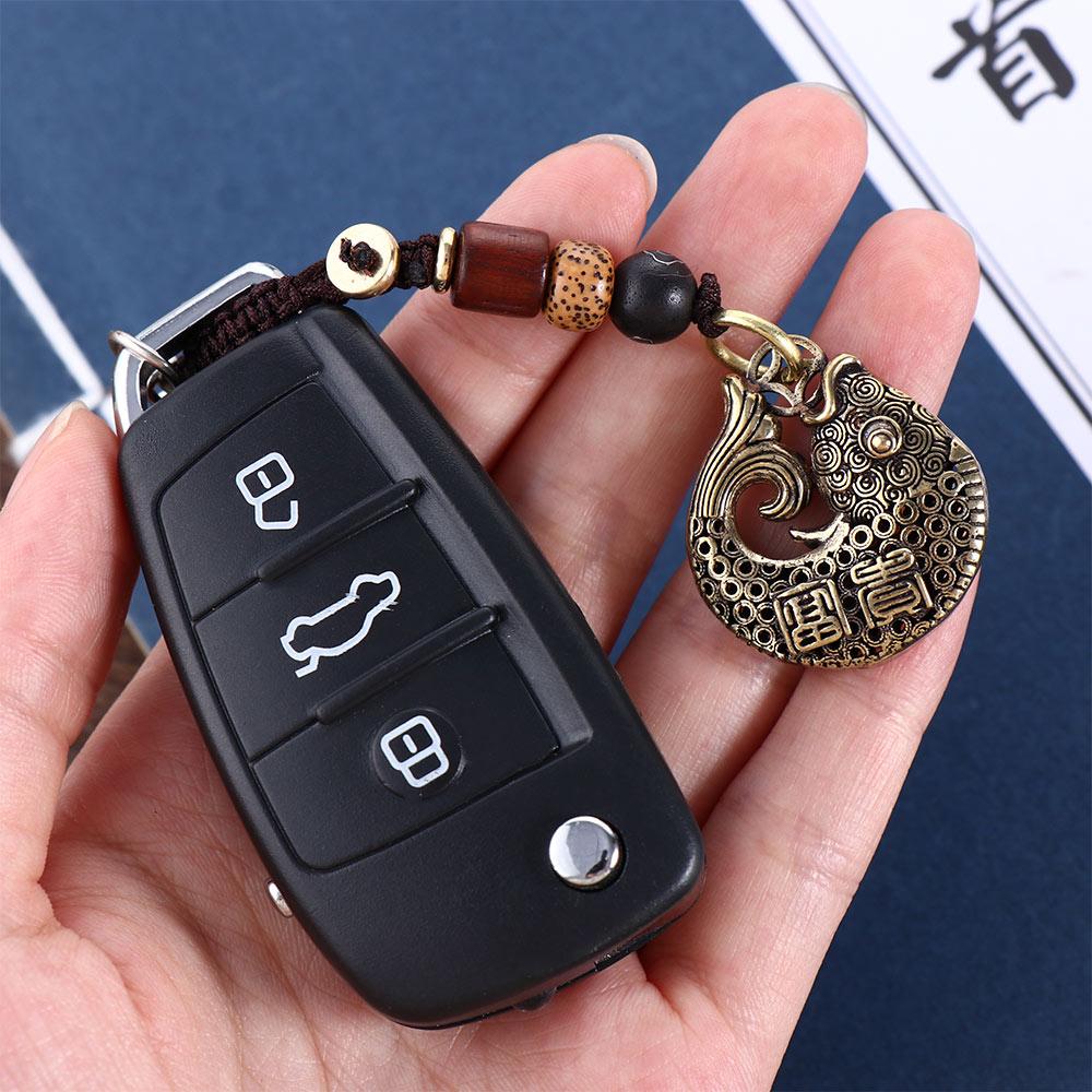 Accessories Car Accessories Tibetan Buddhism Lucky Fish Car Key Chain Brass Key Rings Keyfob