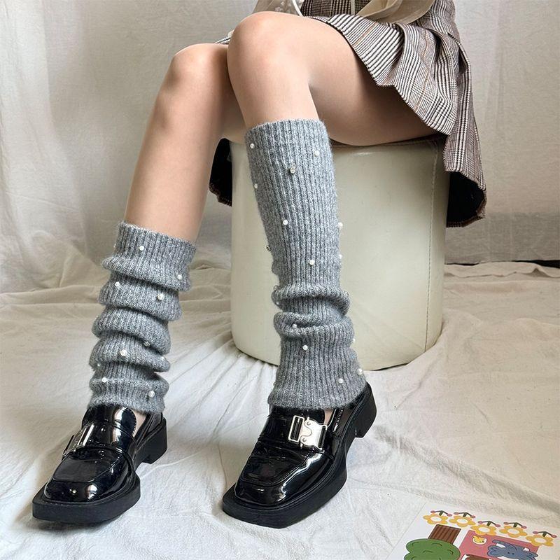 Autumn Winter Leg Warmers Vintage Socks Knitted Slouch Socks American Preppy Style Wool Warm Hot Girl Warm Calf Socks