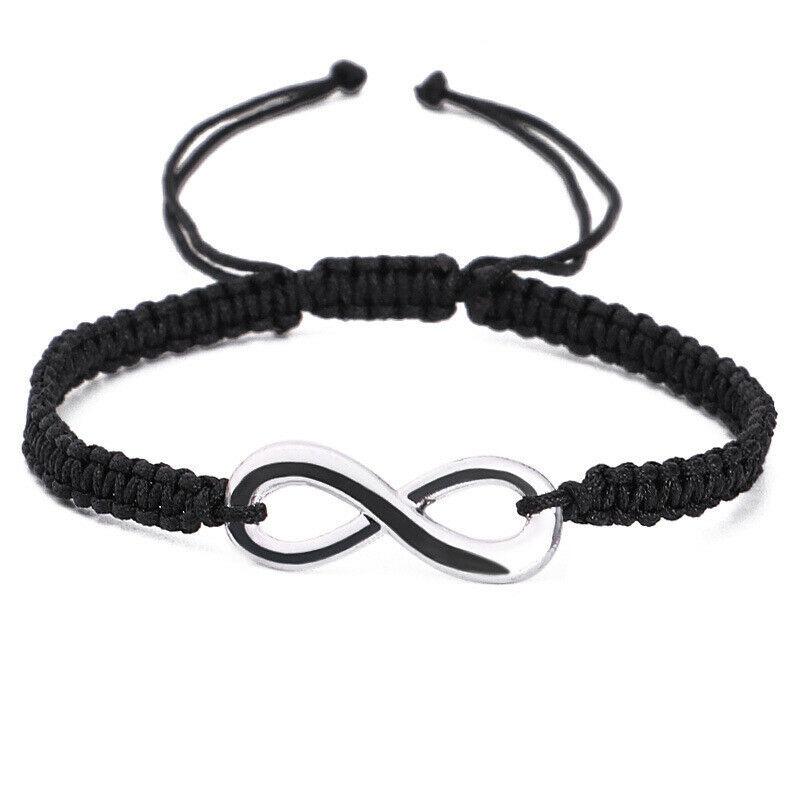 Handmade Womens Black White Red Rope Chain 8 Infinity Charm Love Couples Bracelet Bracelet for Women Jewelry