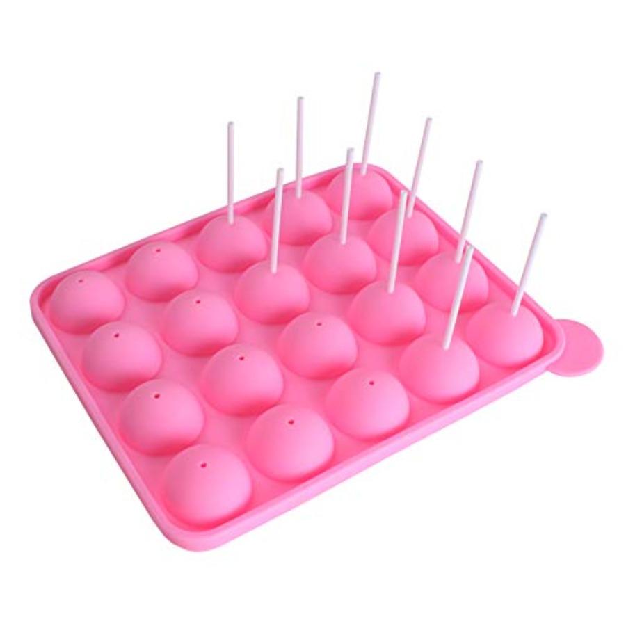 

20 Cavity Pink Silicone Cake Pop Mold Lollipop Baking Tray with Sticks for Dessert Crafting United States