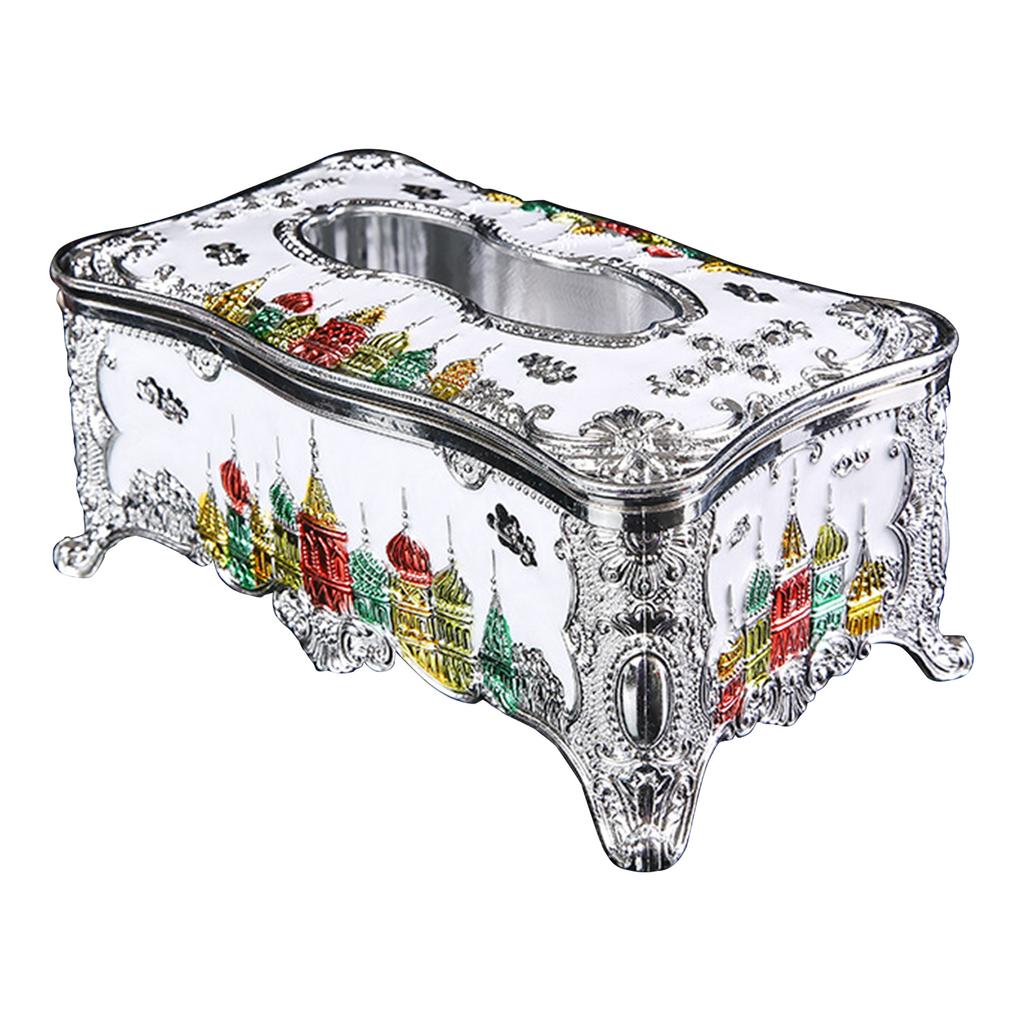 Obdélníková krabička na kapesníky Luxusní držák na ubrousky Papírové pouzdro Dávkovač Elegantní hrad-Dekorativní Držák krabičky na obličejové kapesníky