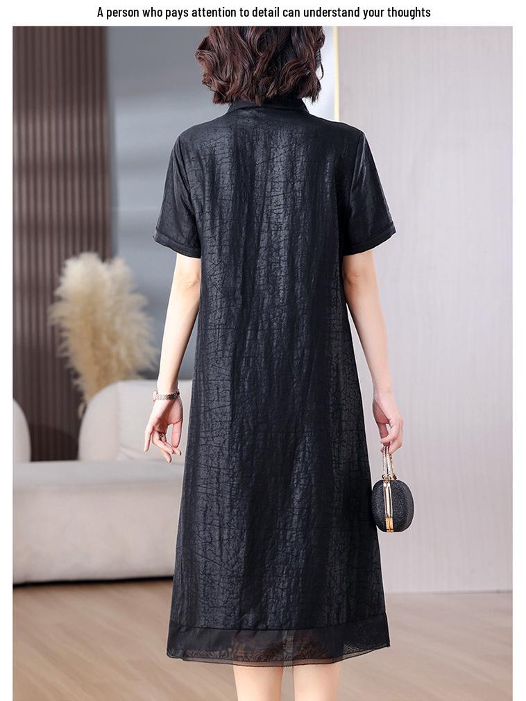 Plus Size Tummy Concealing Xiangyun Silk Dress with Cracked Pattern and New Chinese Style Cardigan