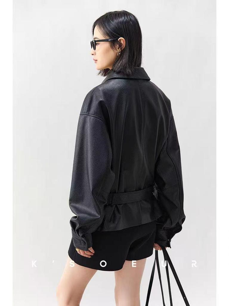 Spring & Autumn Women's Short Leather Jacket – Stylish Motorcycle Outerwear