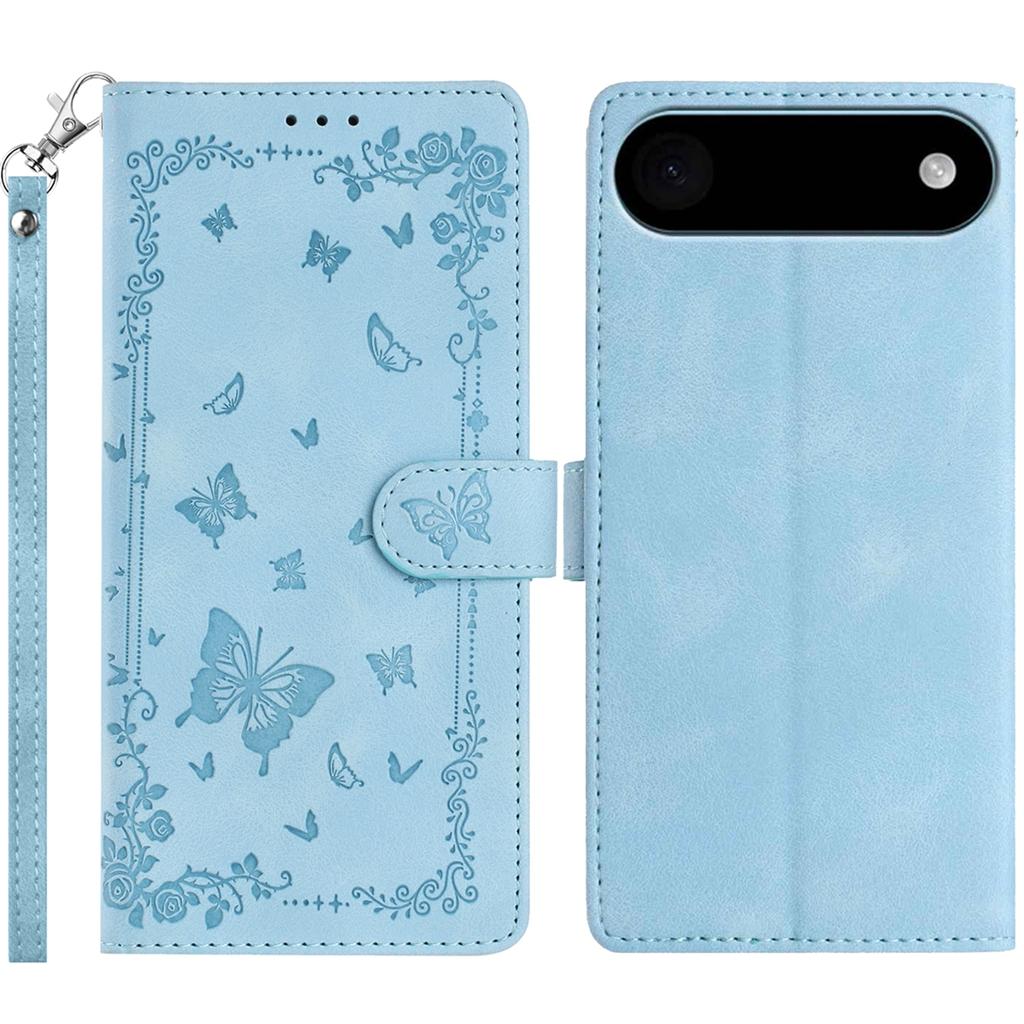 

For iPhone Air Case Garden Imprinted PU Leather Wallet Phone Cover with Wrist Strap