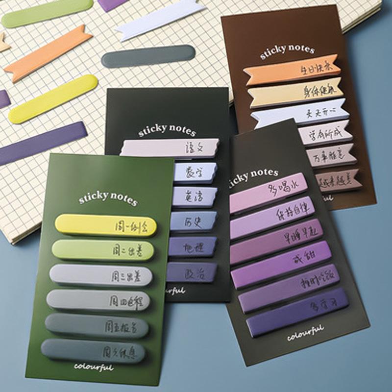 1Pcs Creative Color Index Strip Sticker Notes Memo Pad Stationery Tearable Sticky Office Decor School Supplies Student Kids Gift