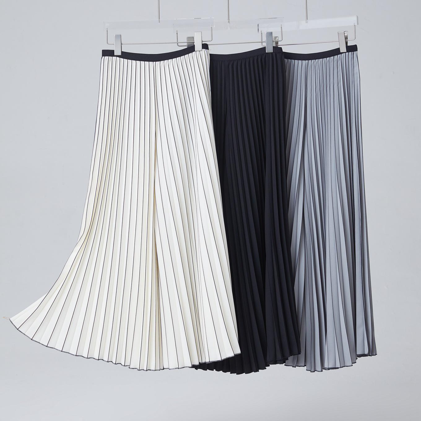 

Women s High-Waist Pleated Wide-Leg Pants with Vertical Stripes - Summer Casual Wear One Size абрикосовый