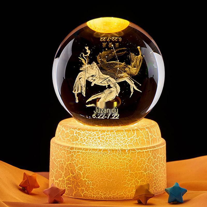Pisces Constellation 3D Crystal Ball Night Light – Valentine's Day & Birthday Gift for Girls