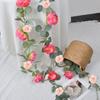 Guirnalda de Flores de Peonía Artificial de 170/180CM con Hojas de Eucalipto Resistente a los Rayos UV Colgante Realista de Flores Falsas Vid de Ratán para Boda Fiesta Decoración del Hogar