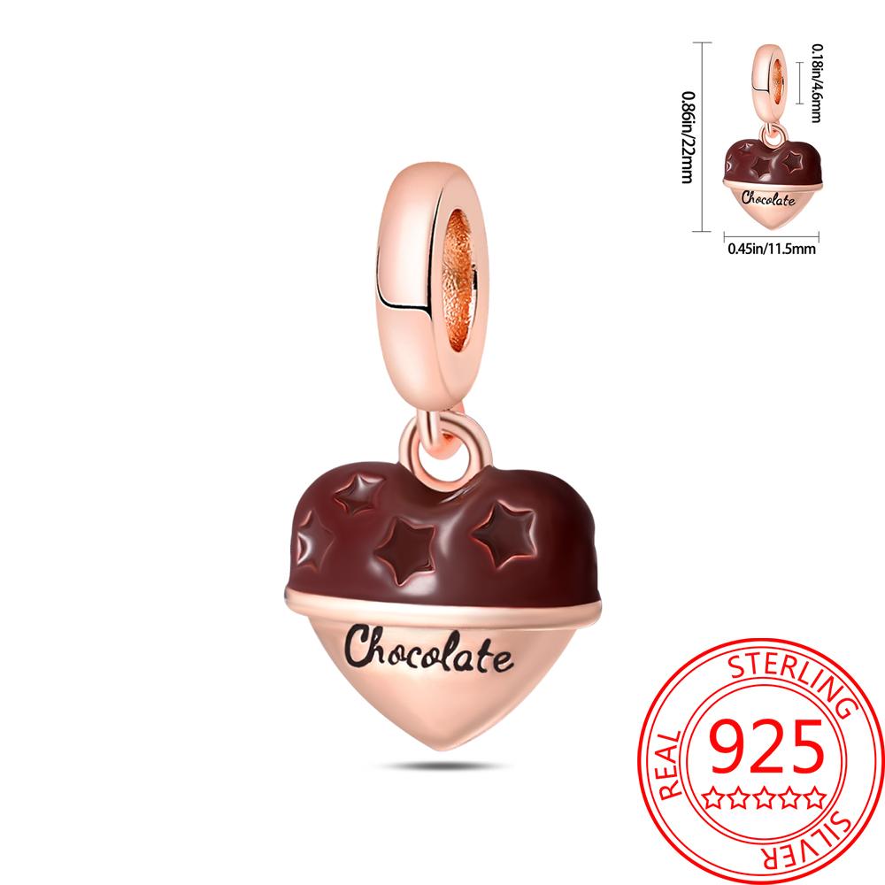 Delicious Food Copper Doughnut Cake Dessert Fruit Fine Wine Bead Pendant Fit Bracelet Necklac Boutique Jewelry Gift