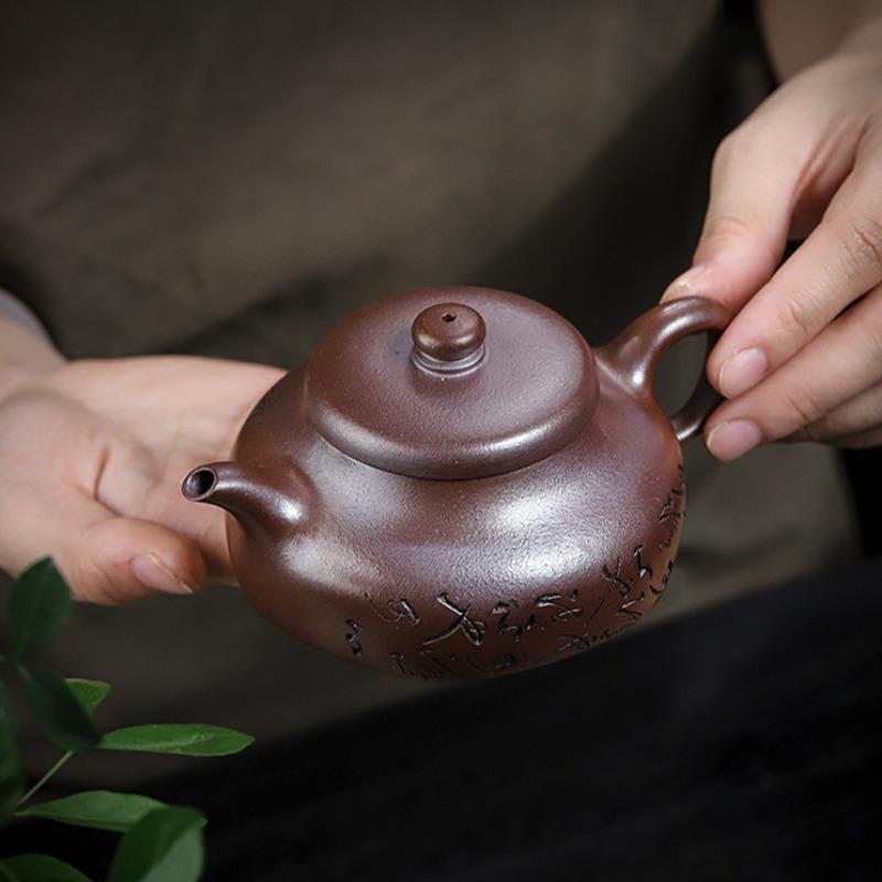 170ml High-end Yixing Purple Clay Teapots Handmade Pot Raw Ore Gold Sand Purple Mud Kettle With Filter Zisha Tea Set Cha Craft