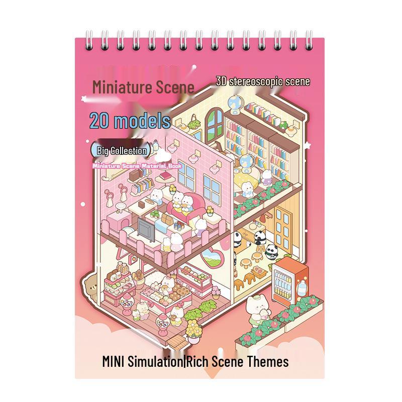 3D Miniaturní chaloupka Kniha samolepek: Kreativní skládané samolepky pro dekompresi a tvoření