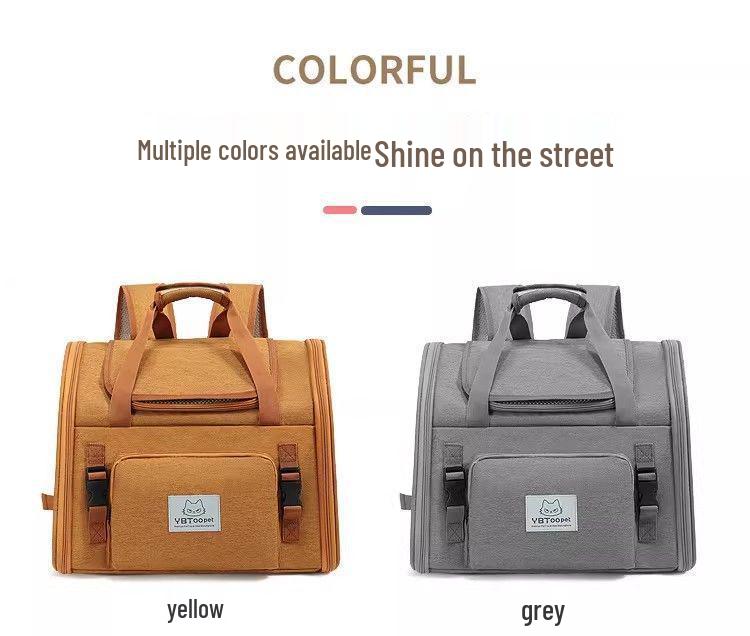 Expandable Breathable Pet Backpack: Large Capacity, Double Shoulder & Handheld for Dogs and Cats