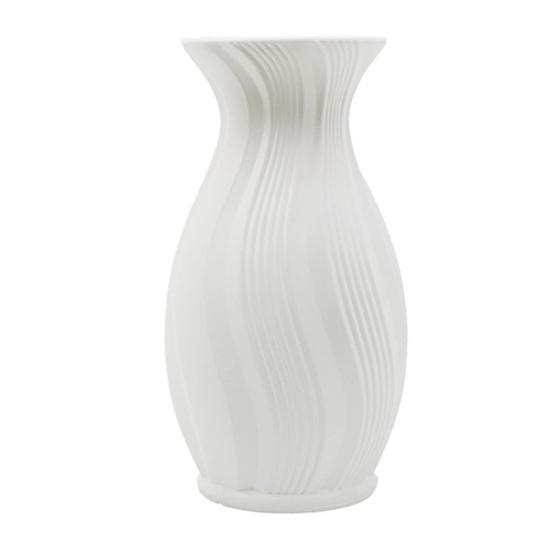 Small White Faux Ceramic Vase Minimalist Modern Pampas Grass Vase Decorative Flower Holder for Table Fireplace Shelf Living Room Decor