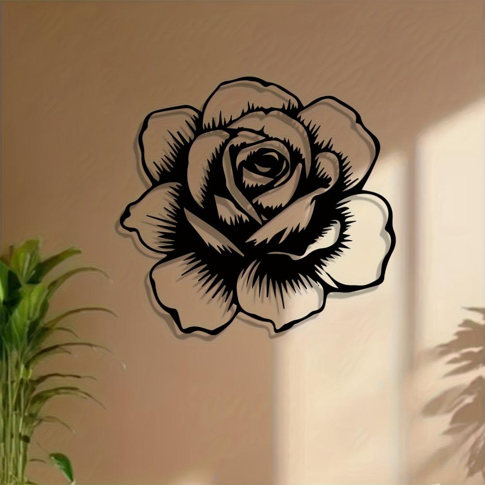 1pc Rose Metal Wall Art, Romantic Rose Sculpture Mural, Valentine Gift, Wedding Decor, Rustproof Wall Decor for Bedroom, Garden Fence