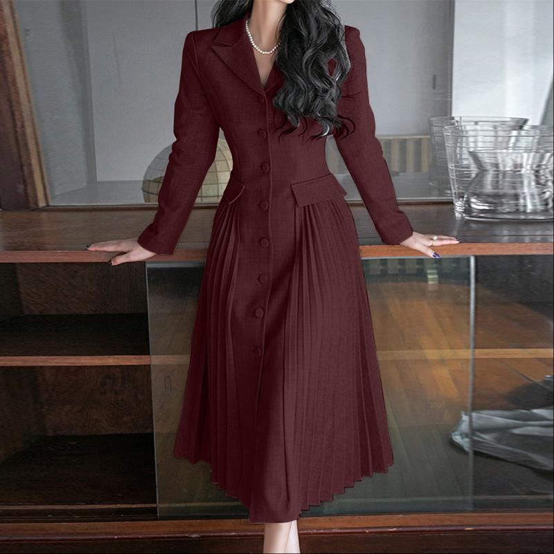 ZANZEA Women Casual Turn Down Collar Long Sleeve Midi Dress