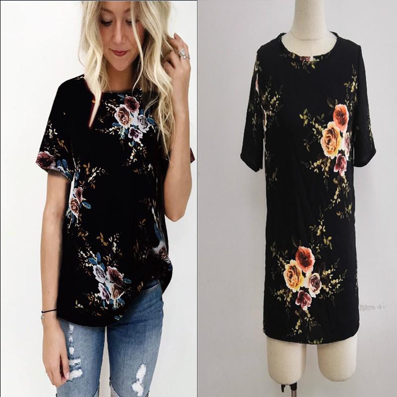 Available: Spring/Summer 2026 Women's Casual Chiffon Short Sleeve Round Neck Printed Top - 7 Colors, 6 Sizes