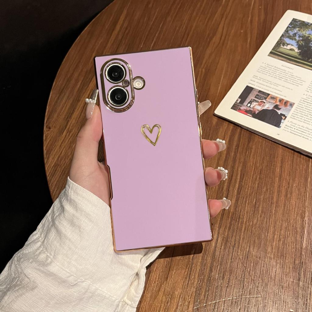 Universal Electroplated Heart Phone Case for iPhone 13/14/15/16 Pro Max - Anti-fall, Soft Shell.
