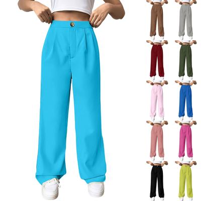 Pantalones de pierna ancha para mujer, de cintura alta, holgados, rectos, adelgazantes, informales, para fregar