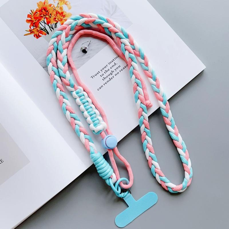 1 Piece Crossbody Can Carry Colorful Phone Lanyard Strap Hanging Chain Pendant Woven Mobile Phone Lanyard