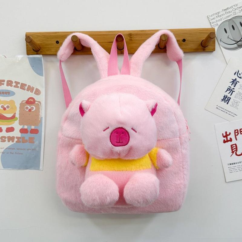 Schoolbag Cartoon Cute Capybara Bag Cute Kapibara Doll Backpack Girl Versatile Plush Storage Backpack