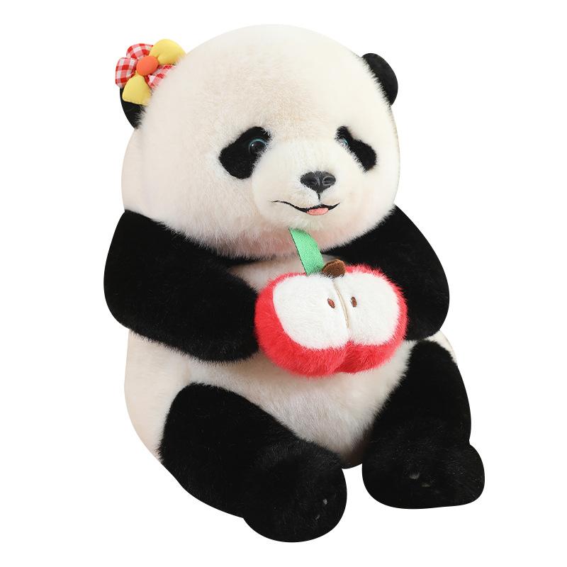 Niedliche Frucht-Panda-Puppe Plüschtier Bambus Riesenpanda Rucksack naive Puppe gibt Mädchen Geburtstagsgeschenk