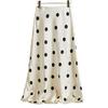 Dámská retro saténová sukně střední délky s puntíky a rybím ocasem - Kolekce léto 2025