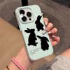Ins black rabbit shadow for apple 16/17promax mobile phone case iPhone15 skin matte 13/12/14