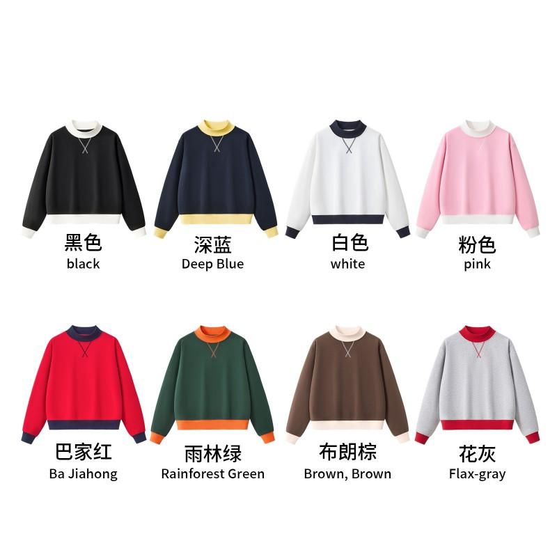RS Womens 350G Fleece Color Block Mock Neck Sweatshirt Warm Fall American Style Casual Top