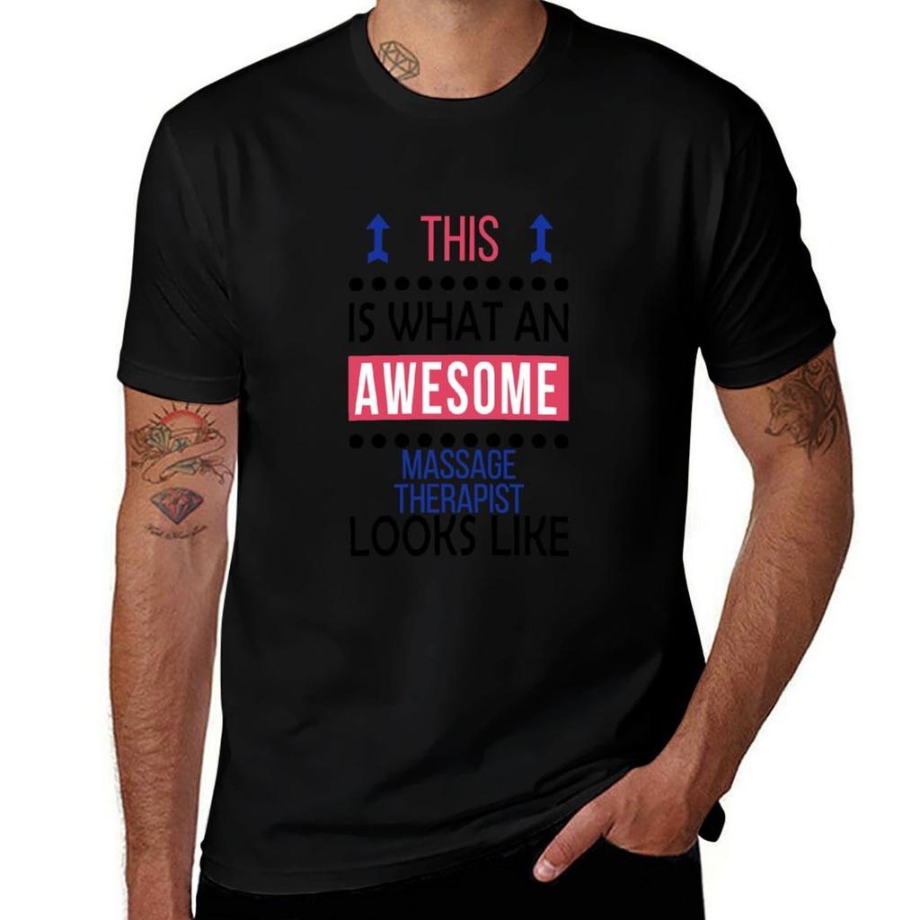 Massage Therapist Awesome Looks Birthday Christmas Funny Tshirt Holiday Casual Short Sleeve Top