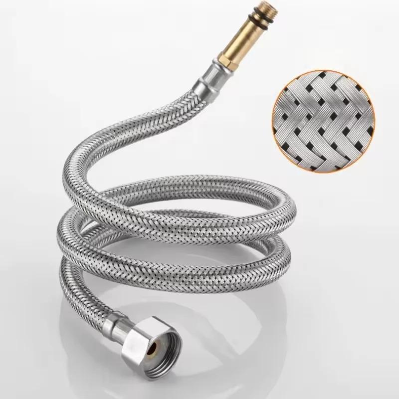 Water Heater High Pressure Explosion-proof Water Pipe 304 Stainless Steel Braided Pipe  Basin Faucet Pointed Water Inlet Hose
