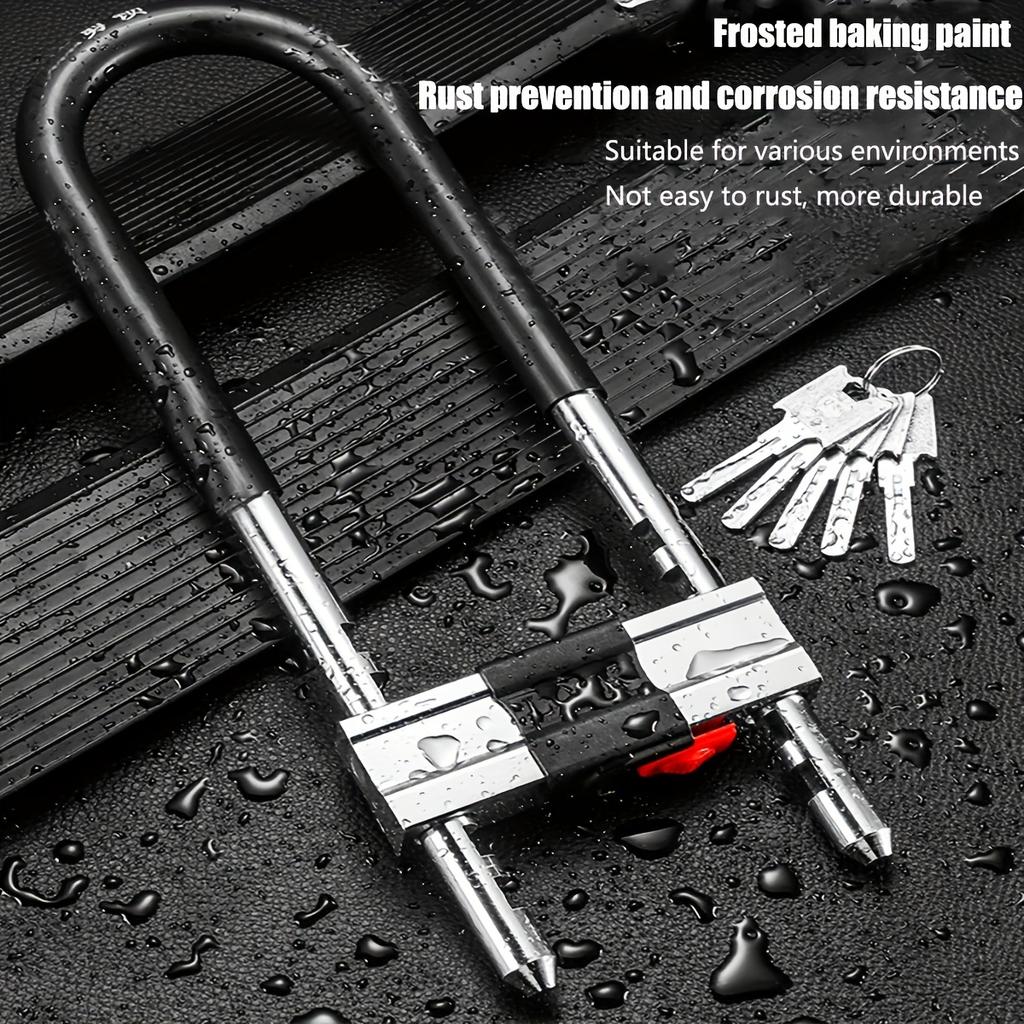 Adjustable Shackle Lock U-Shape Shackle U-Lock Bicycle Lock Fits Most Pins Ideal for Indoor and Outdoor Use (Black)