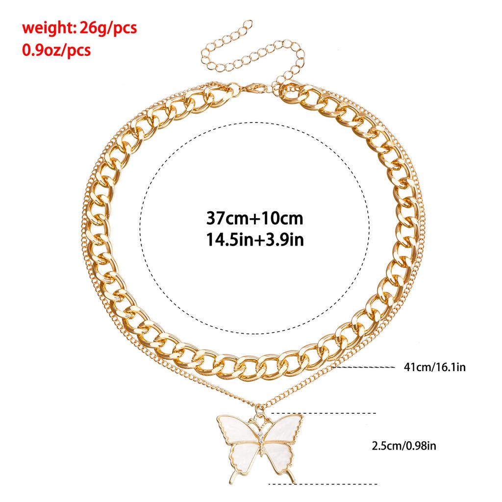 Accessories, Double White Butterfly Imitation Fritillary Necklace Women, Temperament Metal Sweater Chain
