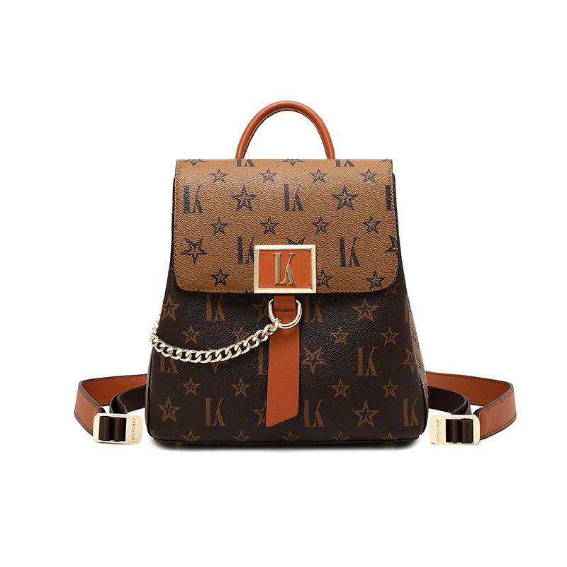 Нишевый дизайн французского кожаного рюкзака для женщин Новая мода в стиле ретро Мягкий кожаный дорожный рюкзак с защитой от кражи лосось розовый 6274₽