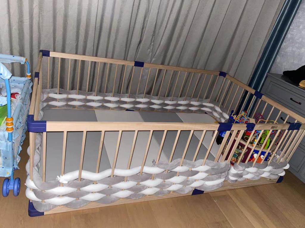 European Single Strand 5cm Cable Knit Baby Bed Bumper - Handmade Anti-Collision & Anti-Fall Decoration