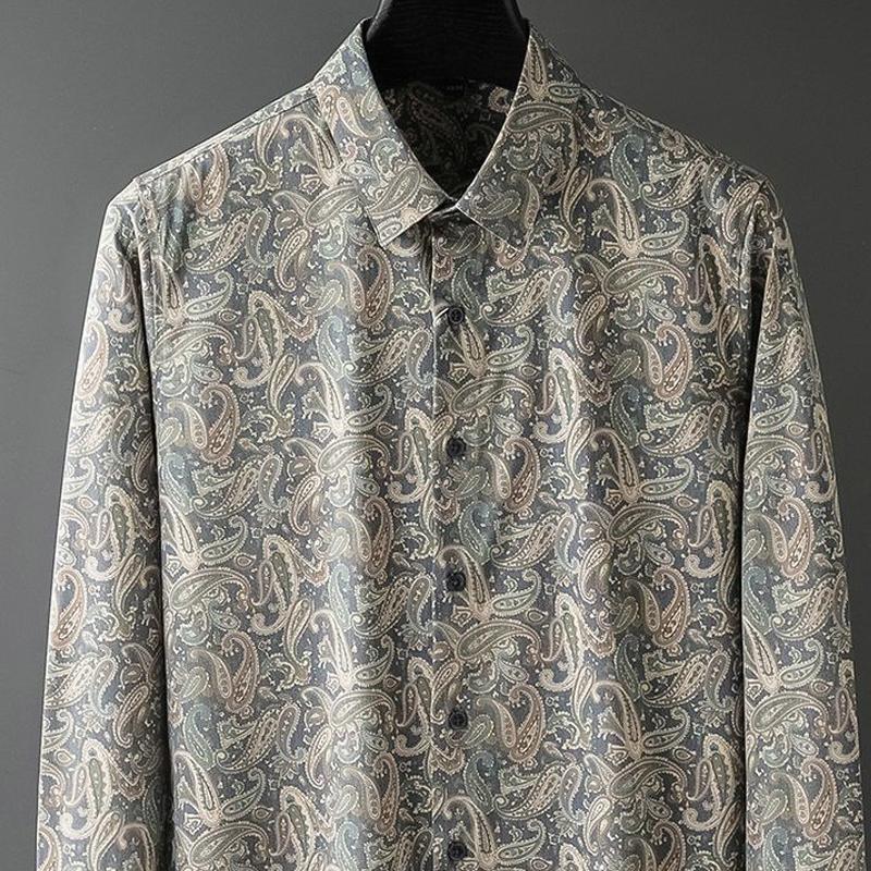 Men's Clothing Printing Capable Handsome Temperament Turn-down Collar Button Office Fashion Business Casual Formal Shirts