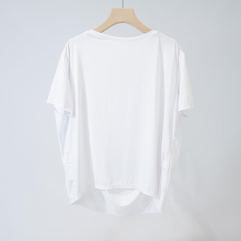 Schnelltrocknendes Eis-Seiden-Yoga-T-Shirt: Dehnbar, Weich, Rundhalsausschnitt, Sonnenschutz, Schlankmachende Passform für Sommer-Fitness