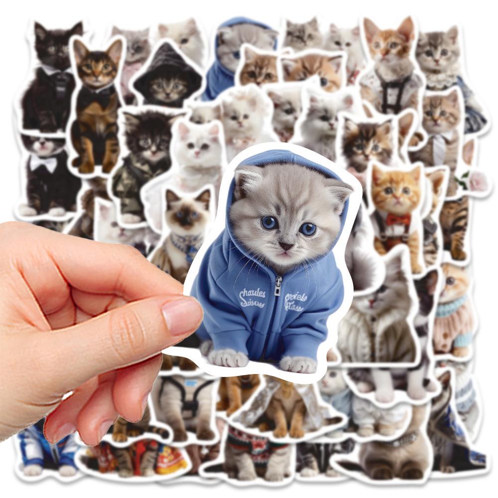 50PCS Cute Cat Animals Kawaii DIY Stickers For Waterproof Skateboard Laptop Phone Diary Car Vinyl PVC Decoration Stickers