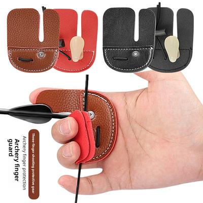 Neuer Bogen und Pfeil Fingerschutz Recurvebogen Mediterran Einlagig Doppellagig Drei-Finger Fingerschutz Sport Fitness Schießen Schutzausrüstung