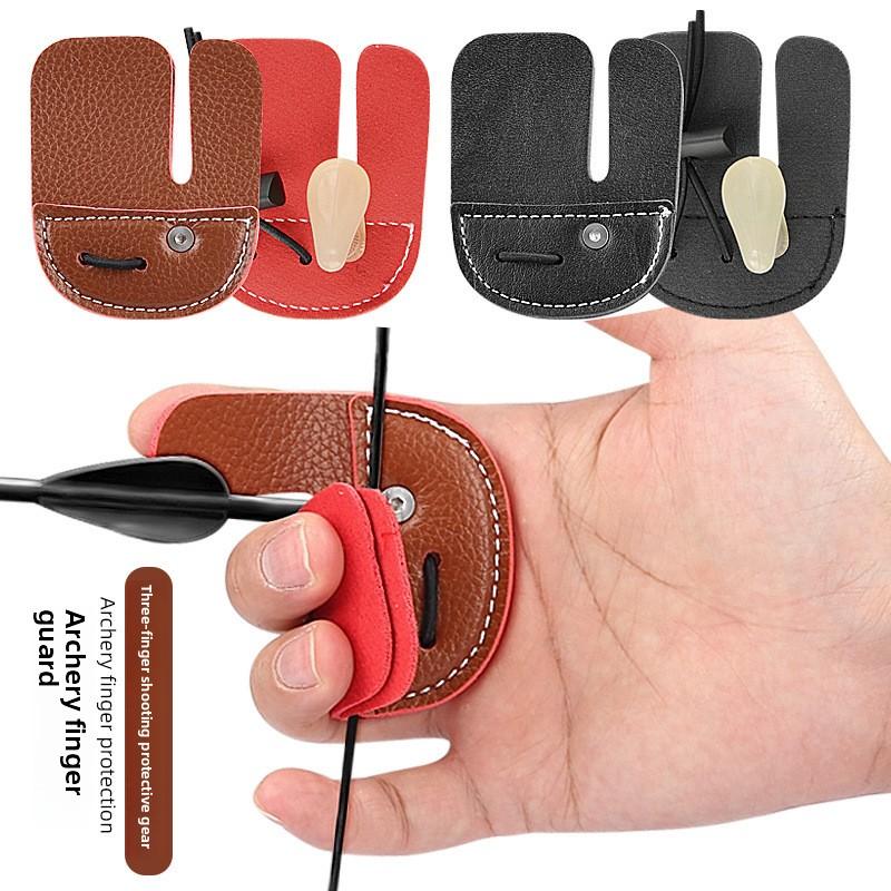New Bow and Arrow Finger Guard Recursive Bow Mediterranean Single-layer Double-layer Three-finger Finger Guard Sports Fitness Shooting Protective Gear