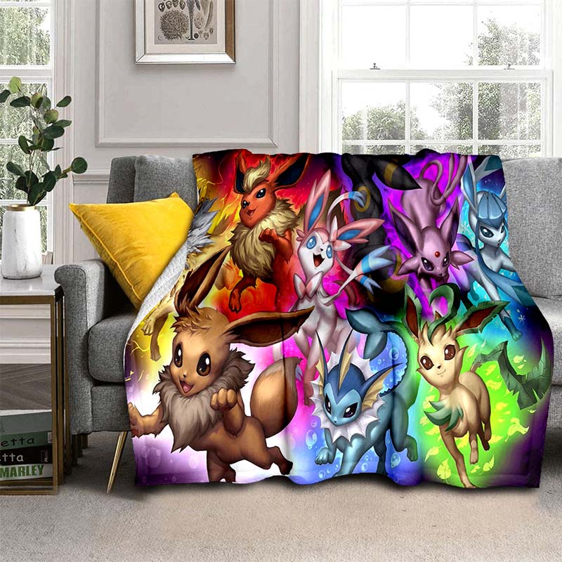 Cartoon Pokemon Flannel Throw blanket Children and adults Gift Fashion Cute Pikachu Fluffy blanket for Bed Sofa Travel Camping
