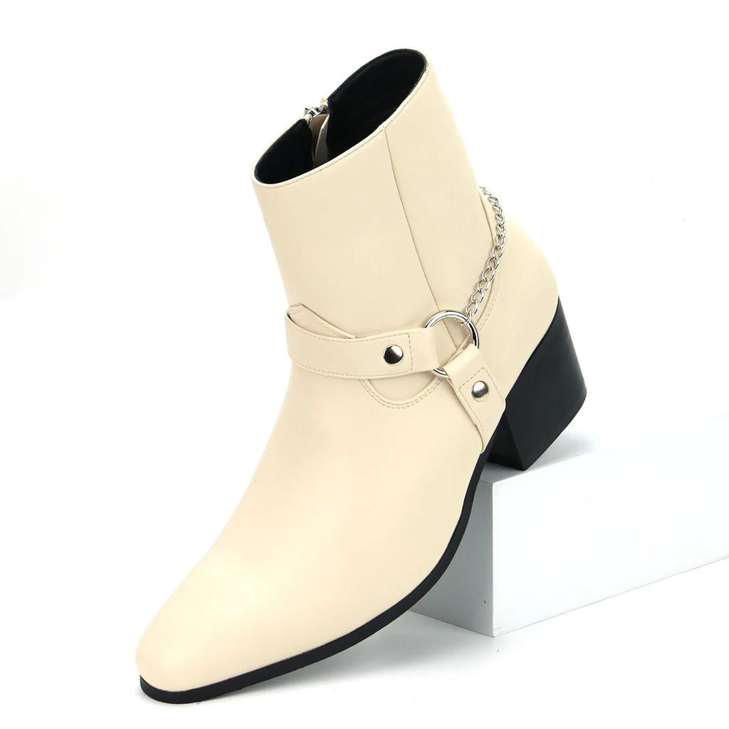 Modische Herrenstiefel Designer Mittelhohe Absatzstiefel Neue Chelsea Boots Luxuriöse Lederstiefel für Herren
