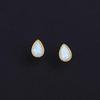 14K Gold-Plated Sterling Silver Opal Stud Earrings - Elegant & Versatile Design for Women