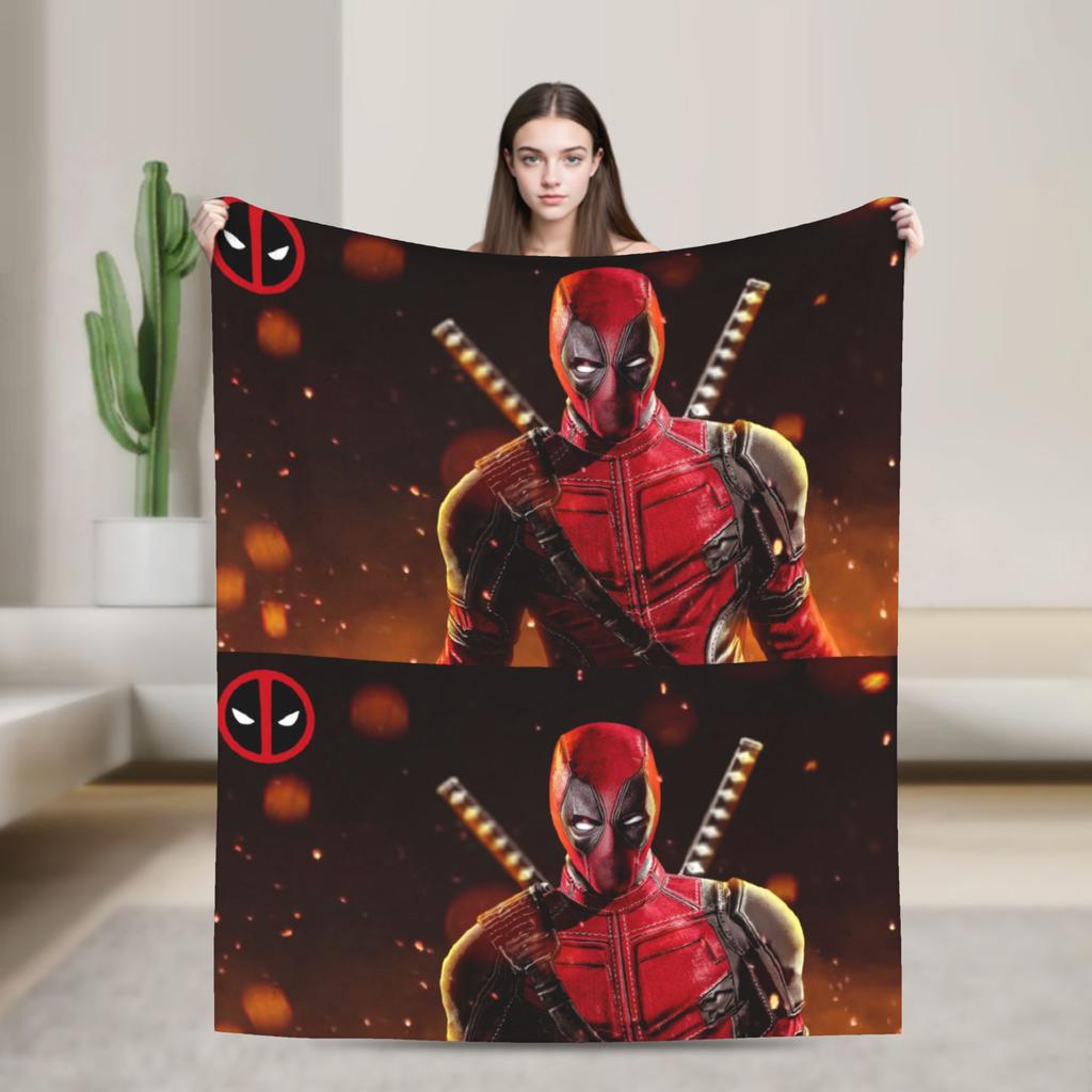 Deadpool and Wolverine Blanket Superhero Comedy Dogpool Plush Awesome Warm Throw Blanket for Bedspread Decoration